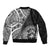 Hibiscus With Black Austronesian Tattoo Pattern Sleeve Zip Bomber Jacket - Polynesian Pride