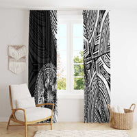 Hibiscus With Black Austronesian Tattoo Pattern Window Curtain - Polynesian Pride