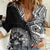 Hibiscus With Black Austronesian Tattoo Pattern Women Casual Shirt - Polynesian Pride