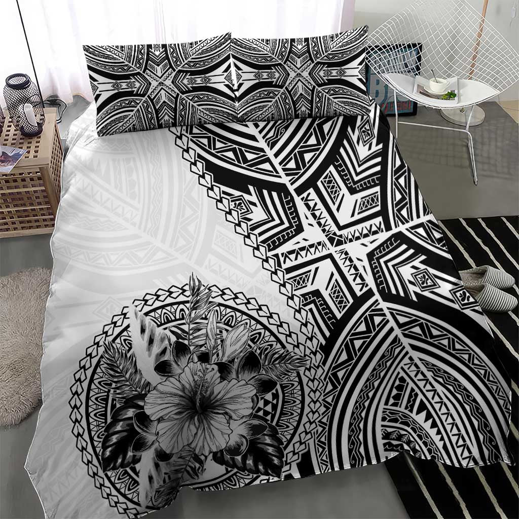Hibiscus With White Austronesian Tattoo Pattern Bedding Set - Polynesian Pride