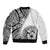 Hibiscus With White Austronesian Tattoo Pattern Bomber Jacket - Polynesian Pride
