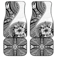 Hibiscus With White Austronesian Tattoo Pattern Car Mats - Polynesian Pride