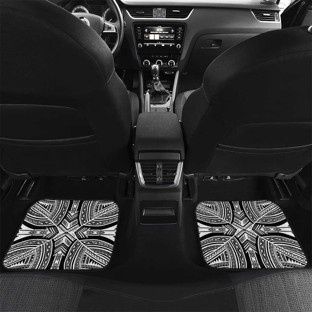 Hibiscus With White Austronesian Tattoo Pattern Car Mats - Polynesian Pride