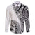 Hibiscus With White Austronesian Tattoo Pattern Family Matching Long Sleeve Bodycon Dress and Hawaiian Shirt - Polynesian Pride
