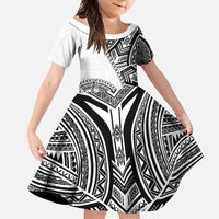 Hibiscus With White Austronesian Tattoo Pattern Family Matching Mermaid Dress and Hawaiian Shirt - Polynesian Pride