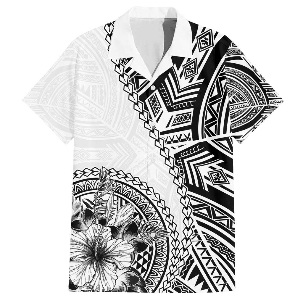 Hibiscus With White Austronesian Tattoo Pattern Family Matching Puletasi and Hawaiian Shirt - Polynesian Pride