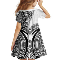 Hibiscus With White Austronesian Tattoo Pattern Family Matching Short Sleeve Bodycon Dress and Hawaiian Shirt LT05 - Polynesian Pride
