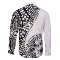 Hibiscus With White Austronesian Tattoo Pattern Family Matching Short Sleeve Bodycon Dress and Hawaiian Shirt LT05 - Polynesian Pride