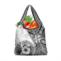 Hibiscus With White Austronesian Tattoo Pattern Grocery Bag - Polynesian Pride
