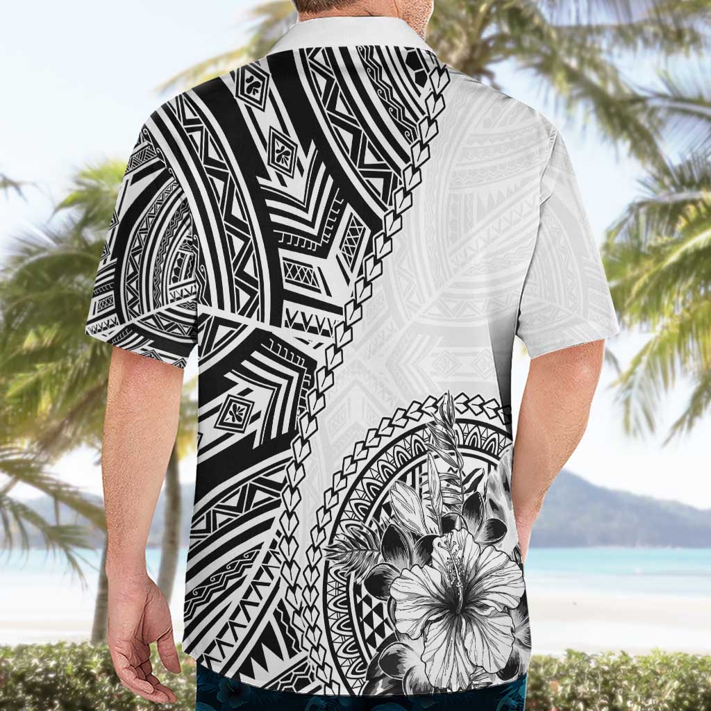 Hibiscus With White Austronesian Tattoo Pattern Hawaiian Shirt - Polynesian Pride