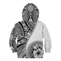 Hibiscus With White Austronesian Tattoo Pattern Kid Hoodie - Polynesian Pride