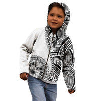 Hibiscus With White Austronesian Tattoo Pattern Kid Hoodie - Polynesian Pride