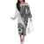 Hibiscus With White Austronesian Tattoo Pattern Off The Shoulder Long Sleeve Dress - Polynesian Pride