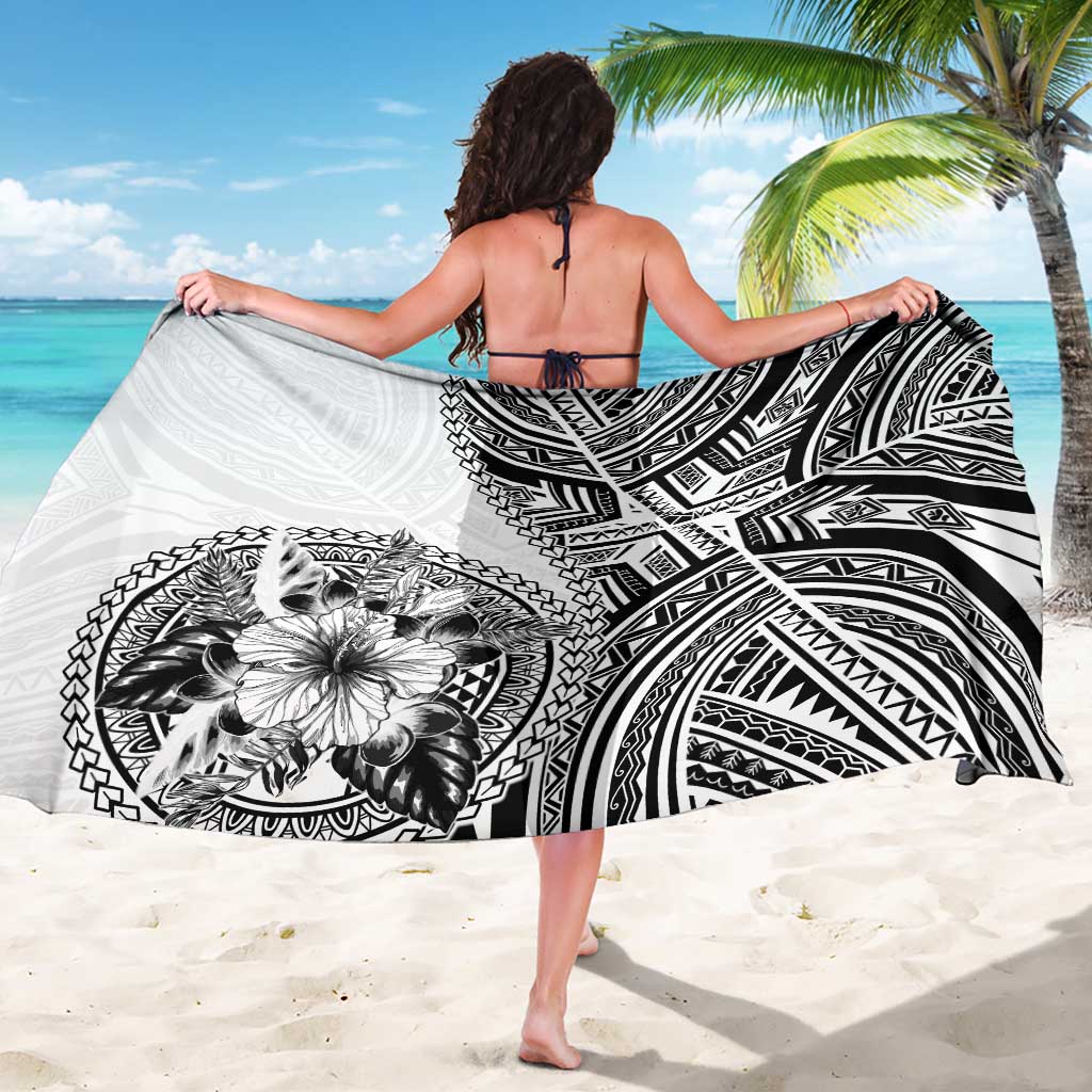 Hibiscus With White Austronesian Tattoo Pattern Sarong - Polynesian Pride