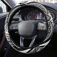 Hibiscus With White Austronesian Tattoo Pattern Steering Wheel Cover - Polynesian Pride