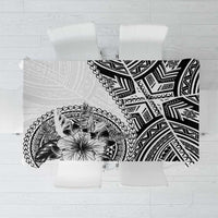 Hibiscus With White Austronesian Tattoo Pattern Tablecloth - Polynesian Pride