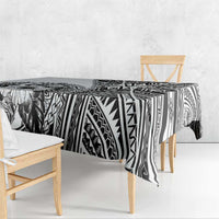 Hibiscus With White Austronesian Tattoo Pattern Tablecloth - Polynesian Pride