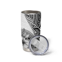 Hibiscus With White Austronesian Tattoo Pattern Tumbler Cup - Polynesian Pride