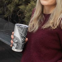Hibiscus With White Austronesian Tattoo Pattern Tumbler Cup - Polynesian Pride