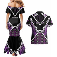 Personalised Aotearoa Moriori Couples Matching Mermaid Dress and Hawaiian Shirt Maori Pattern New Zealand - Polynesian Pride