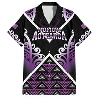 Personalised Aotearoa Moriori Family Matching Long Sleeve Bodycon Dress and Hawaiian Shirt Maori Pattern New Zealand LT05 Dad's Shirt - Short Sleeve Purple - Polynesian Pride