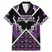Personalised Aotearoa Moriori Family Matching Mermaid Dress and Hawaiian Shirt Maori Pattern New Zealand LT05 Dad's Shirt - Short Sleeve Purple - Polynesian Pride