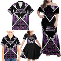 Personalised Aotearoa Moriori Family Matching Off Shoulder Maxi Dress and Hawaiian Shirt Maori Pattern New Zealand LT05 - Polynesian Pride