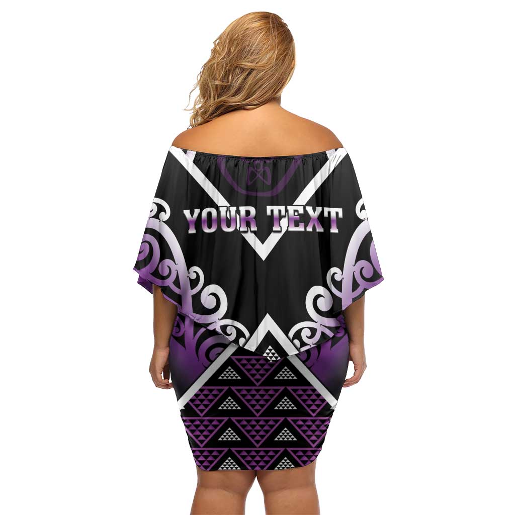 Personalised Aotearoa Moriori Family Matching Off Shoulder Short Dress and Hawaiian Shirt Maori Pattern New Zealand - Polynesian Pride