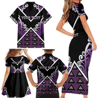 Personalised Aotearoa Moriori Family Matching Short Sleeve Bodycon Dress and Hawaiian Shirt Maori Pattern New Zealand LT05 - Polynesian Pride