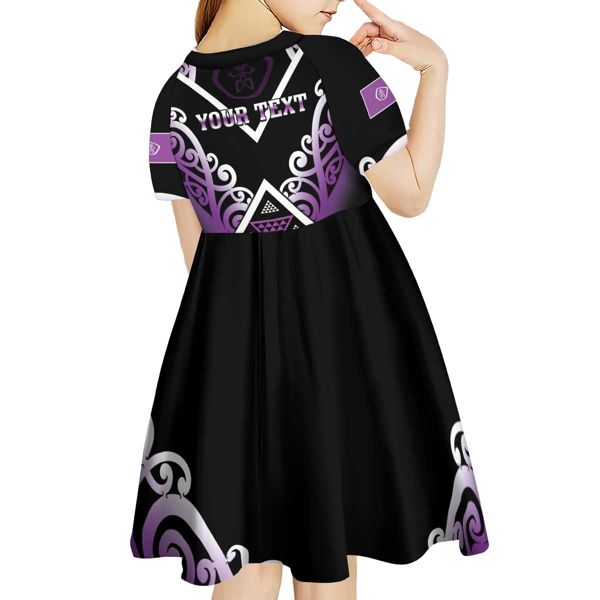 Personalised Aotearoa Moriori Kid Short Sleeve Dress Maori Pattern New Zealand - Polynesian Pride