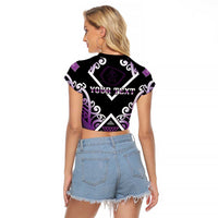 Personalised Aotearoa Moriori Raglan Cropped T Shirt Maori Pattern New Zealand - Polynesian Pride