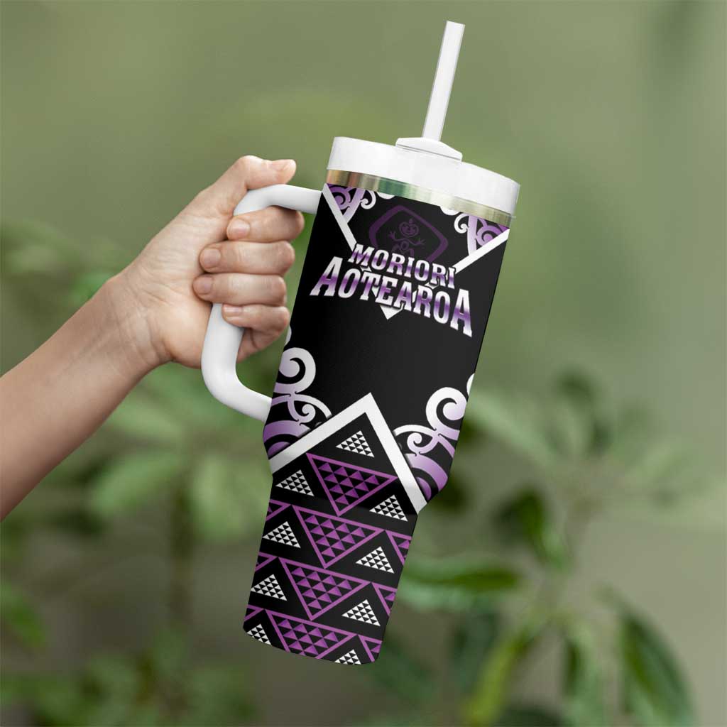 Personalised Aotearoa Moriori Tumbler With Handle Maori Pattern New Zealand - Polynesian Pride