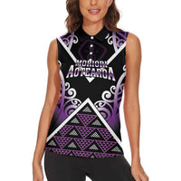 Personalised Aotearoa Moriori Women Sleeveless Polo Shirt Maori Pattern New Zealand - Polynesian Pride