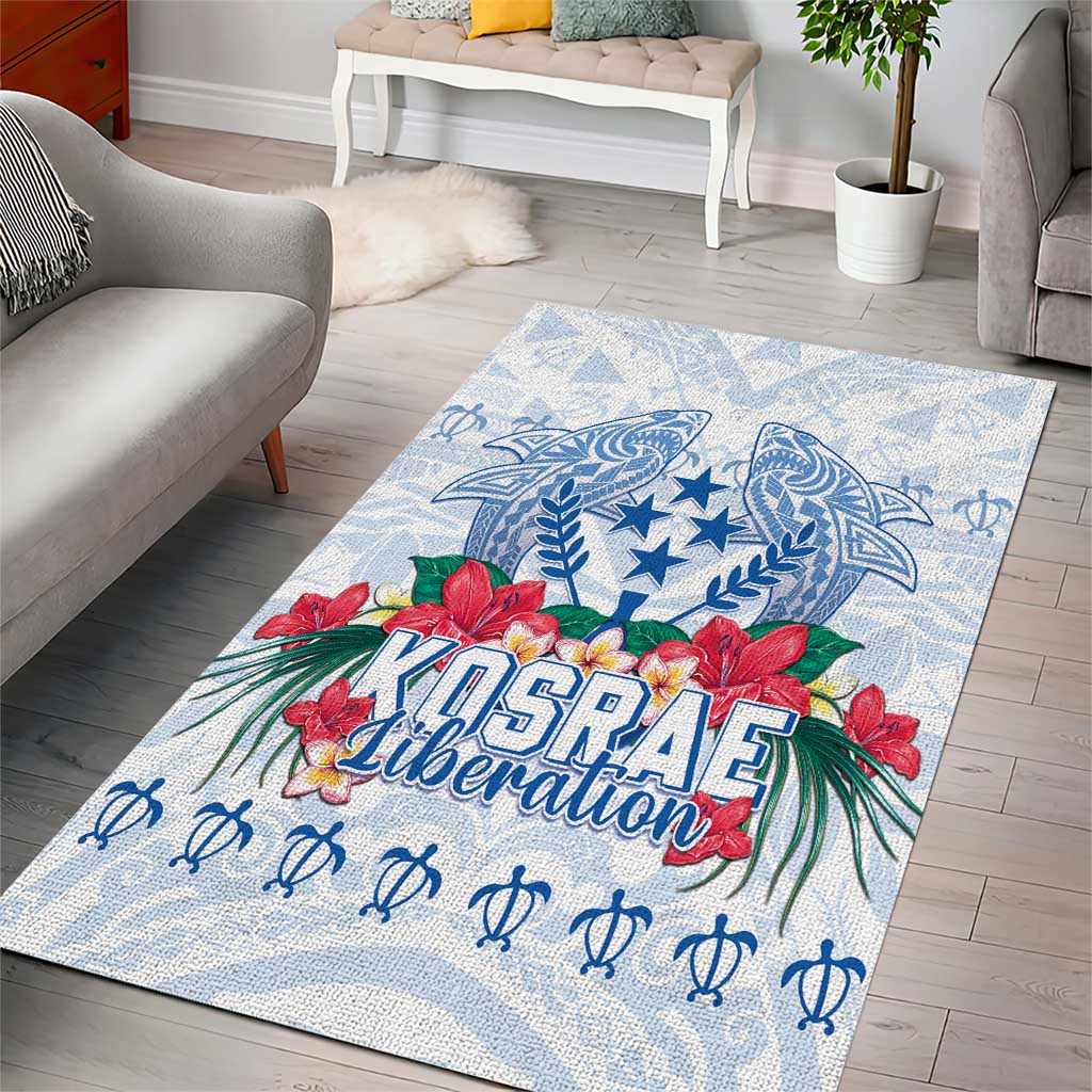 Happy Kosrae Liberation Day Area Rug Polynesian Shark Turtle Motif