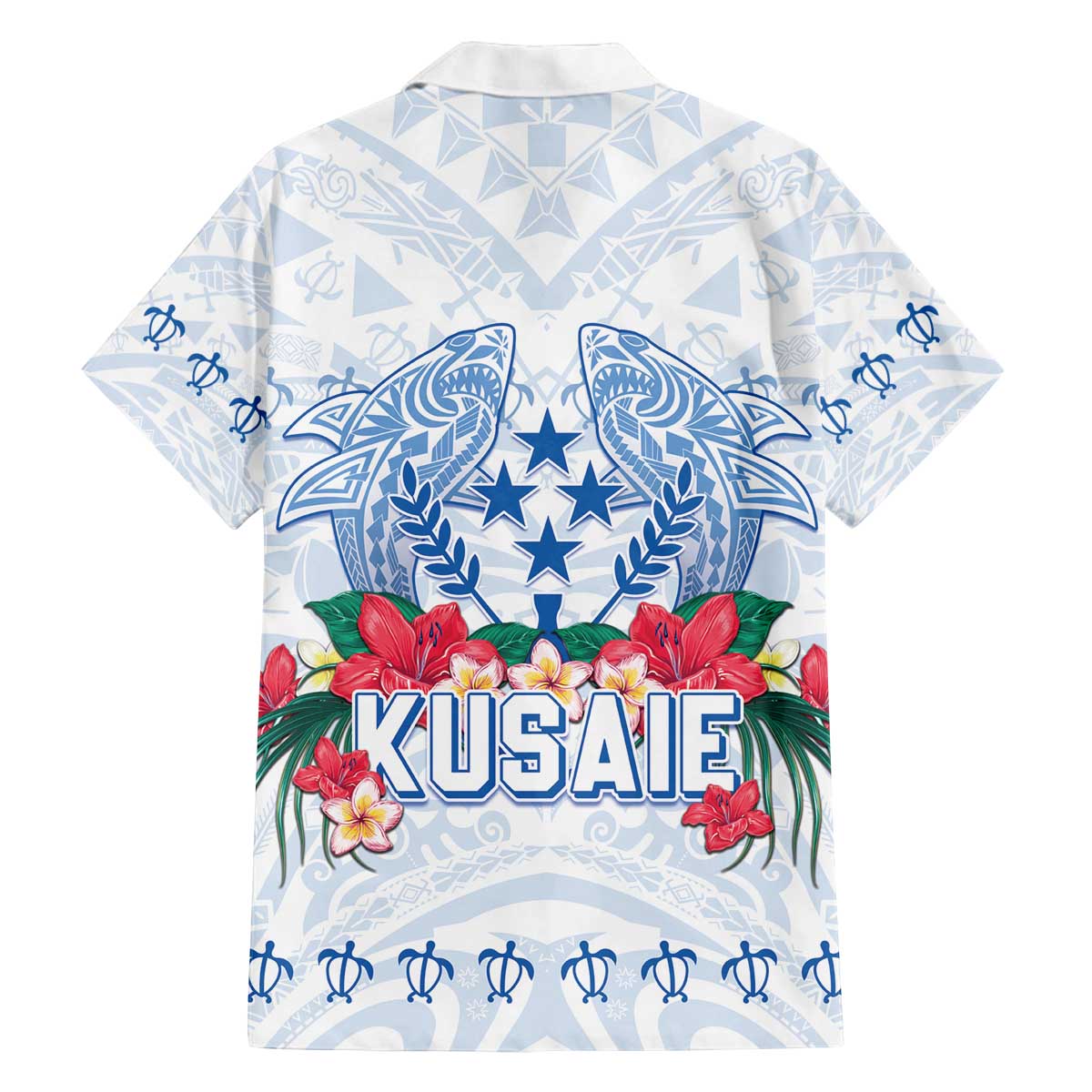 Happy Kosrae Liberation Day Family Matching Off The Shoulder Long Sleeve Dress and Hawaiian Shirt Polynesian Shark Turtle Motif