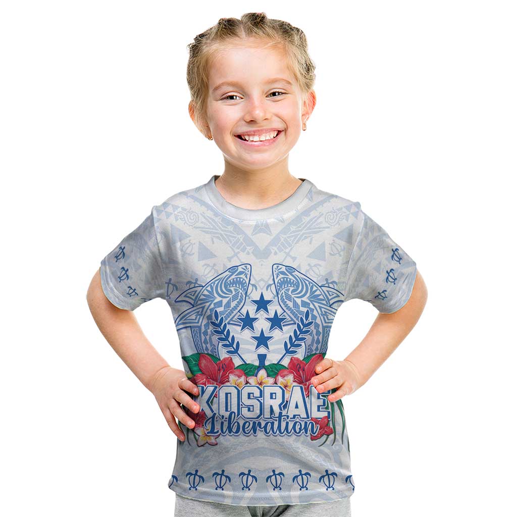 Happy Kosrae Liberation Day Kid T Shirt Polynesian Shark Turtle Motif