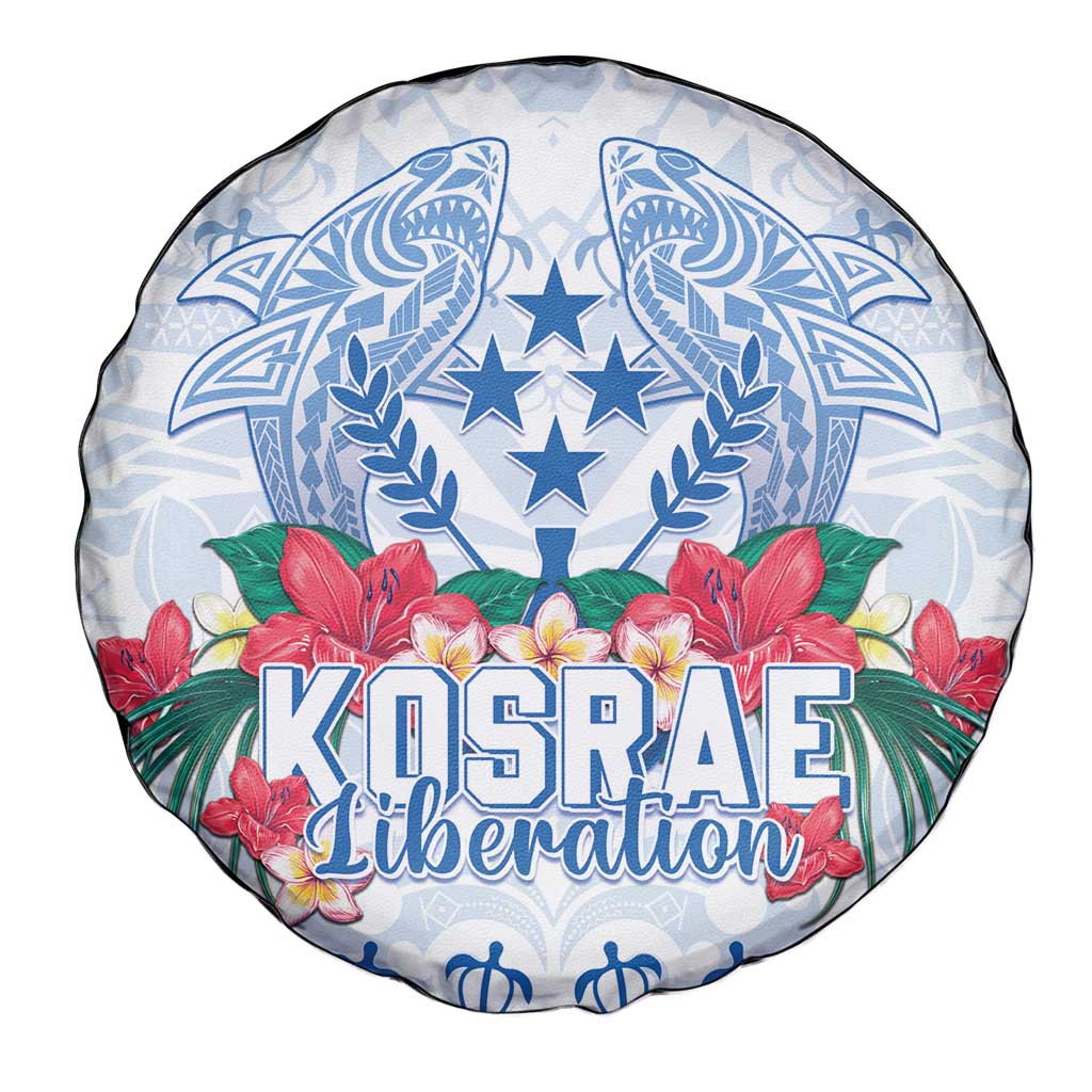 Happy Kosrae Liberation Day Spare Tire Cover Polynesian Shark Turtle Motif