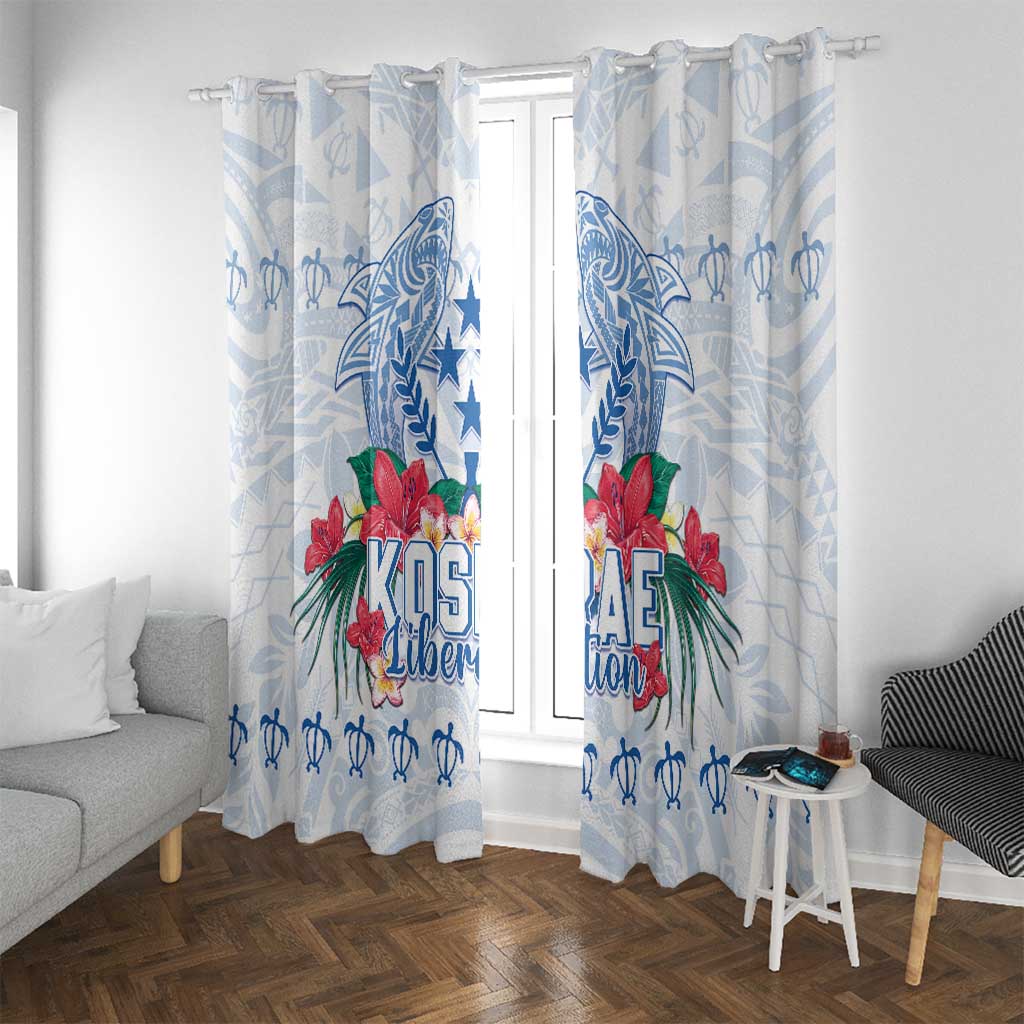Happy Kosrae Liberation Day Window Curtain Polynesian Shark Turtle Motif