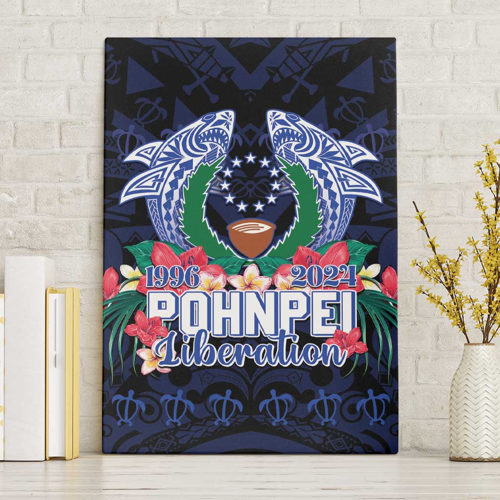 Happy Pohnpei Liberation Day Canvas Wall Art Polynesian Shark Turtle Motif