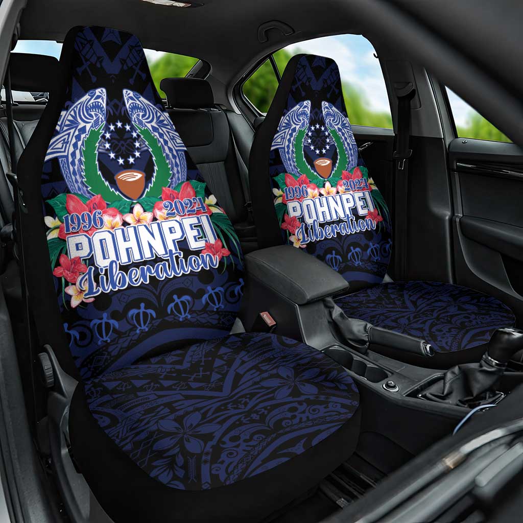 Happy Pohnpei Liberation Day Car Seat Cover Polynesian Shark Turtle Motif