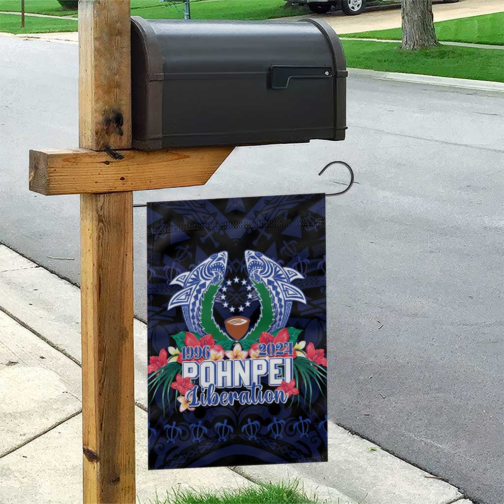 Happy Pohnpei Liberation Day Garden Flag Polynesian Shark Turtle Motif