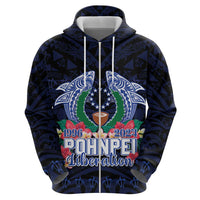 Happy Pohnpei Liberation Day Hoodie Polynesian Shark Turtle Motif