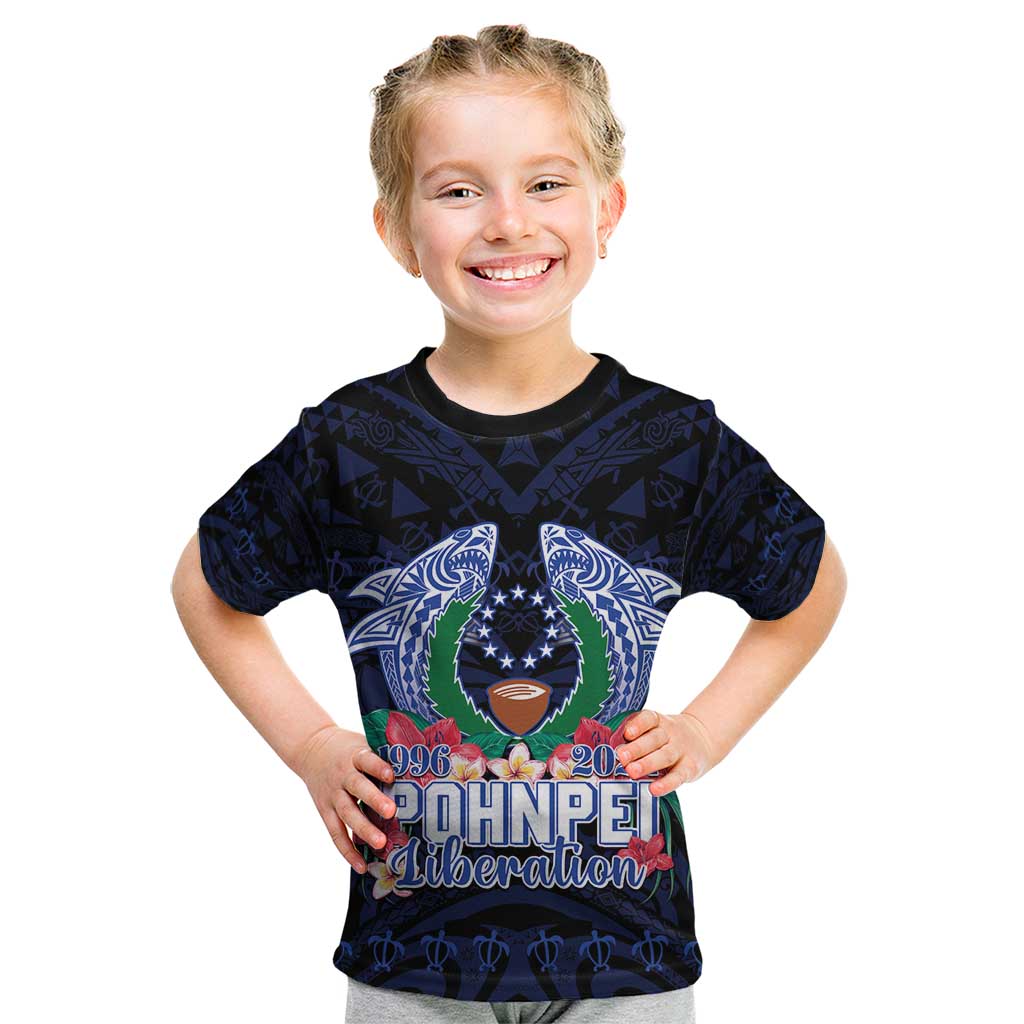 Happy Pohnpei Liberation Day Kid T Shirt Polynesian Shark Turtle Motif