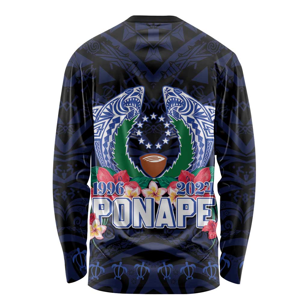 Happy Pohnpei Liberation Day Long Sleeve Shirt Polynesian Shark Turtle Motif