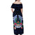 Happy Pohnpei Liberation Day Off Shoulder Maxi Dress Polynesian Shark Turtle Motif