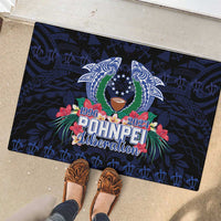 Happy Pohnpei Liberation Day Rubber Doormat Polynesian Shark Turtle Motif
