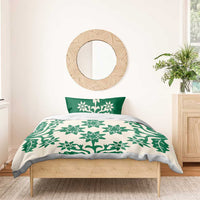 Cook Islands Green Tivaevae Bedding Set - Polynesian Pride