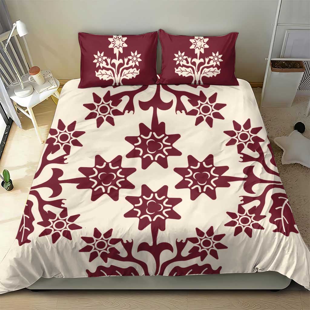 Cook Islands Maroon Tivaevae Bedding Set - Polynesian Pride