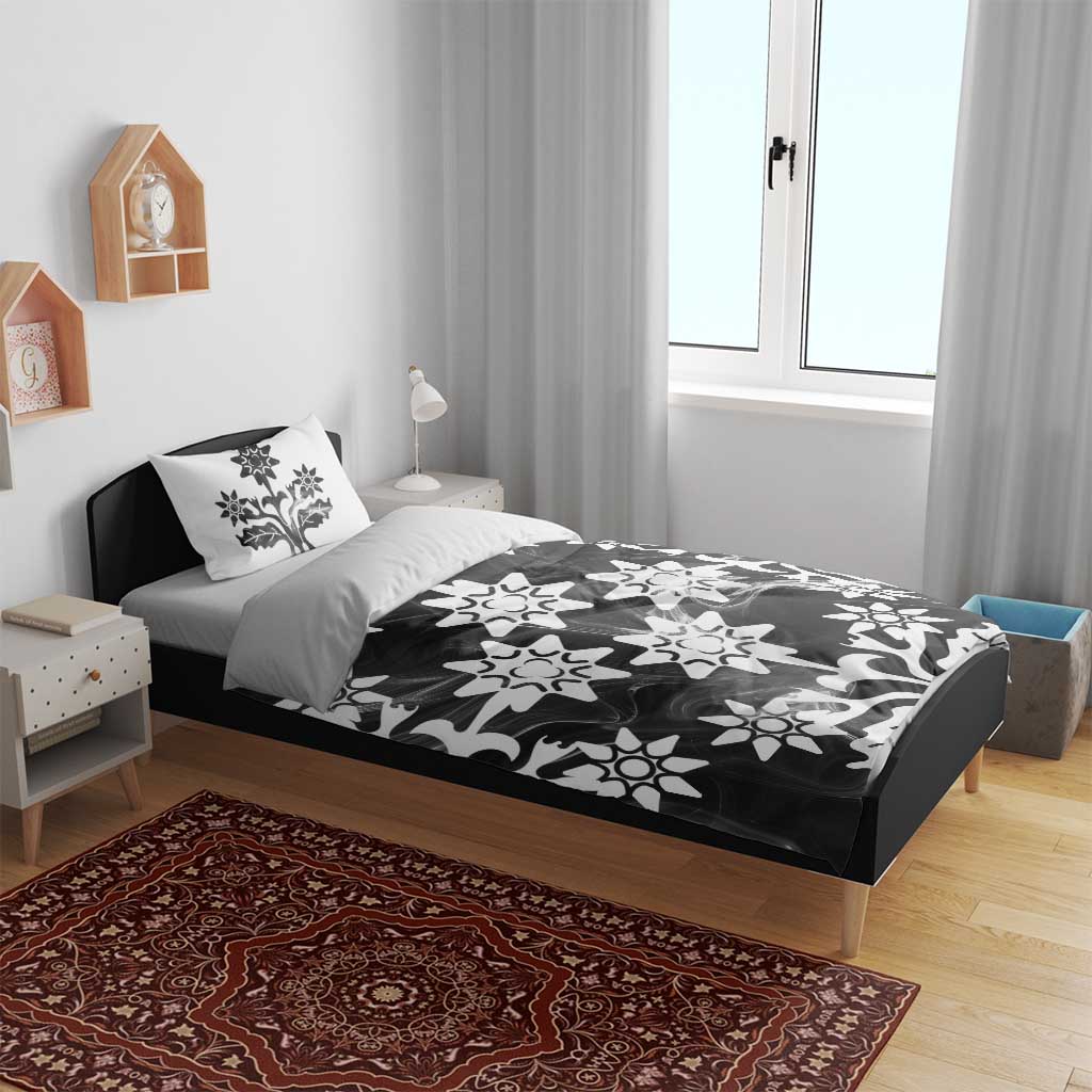 Cook Islands Black Marble Tivaevae Bedding Set - Polynesian Pride