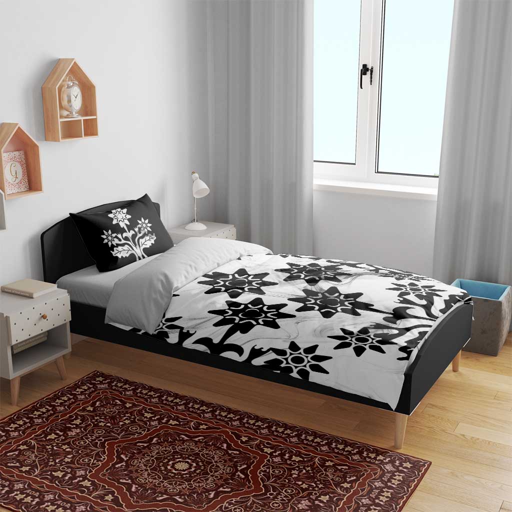 Cook Islands White Marble Tivaevae Bedding Set - Polynesian Pride